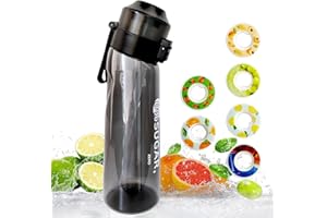 Boletonic Bouteille d'eau parfumée de 650 ml avec 1 capsule de saveur, tasse d'eau de sport anti-fuite avec paille (noir), B-001