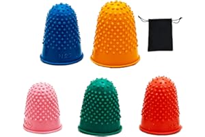 AMANDELIZABE Fingerspitzen-Fingerhut aus Gummi, mit schwarzem Stoffbeutel, 5 Stück