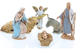 Moranduzzo Natividad 6 Figuras para Belén de 6,5 cm – Mini 6,5 – Escala 1:30 – Figuras Irrompibles Acabadas a Mano, Escultor M. Landi, Made in Italy