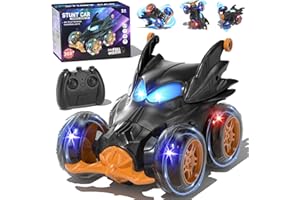SOGAWEBB Remote Control Cars for Kids, 2.4Ghz Fast RC Stunt Bat Truck with Cool Lights for Boys, Outdoor Toys Gift for Age 4-7 3 4 5 6 7 Year Old Toddlers