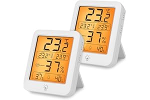 HOTUT Intérieur Thermomètre Hygromètre Numérique, 2 Pièces D'humidité de température avec rétro-éclairage, à réponse rapide 5 s, Indicateur & Moniteur humidité et de Température