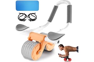 NATNAV Automatisches Rebound-Bauchroller, Neue Domestic Bauchtrainer ab Roller, Bauchroller Bauchmuskeltrainer mit Kniematte für Männer und Frauen, Bauchmuskeltraining Doppelrädern Stabiler (Orange)