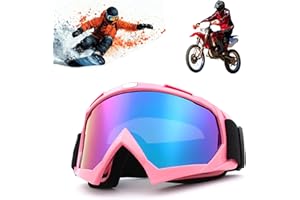 Tuwyii Gafas Motocross, Gafas Snowboard Espejo, Gafas Moto Polvo, Gafas de Motocross Anti-empañamiento Protección UV, para Bicicletas de Montaña, Esquís o Cascos Abiertos