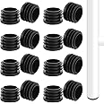 Thinp 16 Pcs Round Plastic End Caps, 1 Inch (25 mm) Round Tubing Plug Inserts Black
