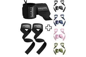 BREAKING LIMITS Wrist Wraps Weightlifting & Lifting Straps (Bundle) – Gym Wrist Straps – Weight Lifting Wrist Support Strap - Gym accessories for men – Weight Deadlift Straps – Wrist Supports