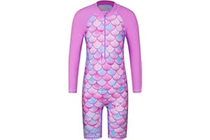 ZNYUNE Niña Traje de Baño 1 Pieza Ropa de Playa Mangas Largas