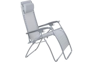 Azuma Zero Gravity Garden Relaxer Chair Recliner with Pillow Sturdy Steel Frame - Silver Grey