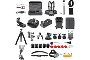 58 in 1 Action Kamera Zubehör Kit, Kompatibel mit DJI Osmo Action 5/4/3/2, Kompatibel mit Insta360 GO Ultra, Ace Pro 2, GO 3S, Ace Pro & Ace, X5, Kompatibel mit GoPro Hero 12/11/10/9/8
