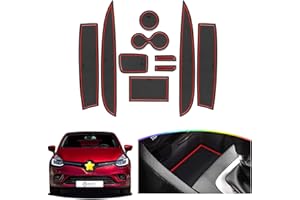 SKTU Clio 4 2013-2018 - Tappetino antiscivolo con cuciture per porta bevande, tappetino per il vano portaoggetti, antiscivolo, colore: rosso