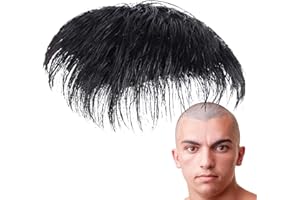 JOMEWORY Patch per capelli da uomo, toupet da uomo, con parrucca corta nera naturale per capelli corti e capelli umani