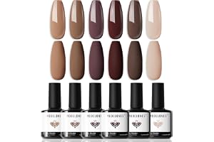 Modelones Halvpermanenta gelnagellack, 6 färger, halvpermanent gelnagel nagellack, mörkbrun nakenbrun