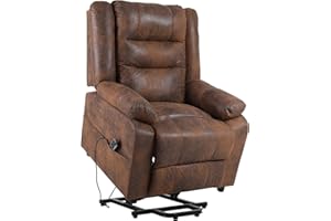 ‎ASUKALE Asukale Elektrischer Fernsehsessel mit aufstehhilfe, Relaxsessel Massagesessel mit Wärmefunktion, Liegefunktion, Fernbedienung Verstellbar, Schlaffunktion und Fußteil, bis 220kg, Braun Flockleder