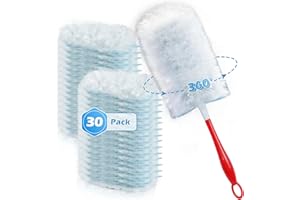 JEHONN Duster Refills 30 Counts for Flash and Swiffer Dust Magnet, 4X Heavy Duty Microfibers, 360 Degree Dusting Kit with 1 Handle, Multi-Surface Dust Removing Tool for Cleaning Blinds Bookshelf