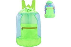 Vesaneae Borsa da Spiaggia Grande, Porta Giochi a Rete per Giochi, Pieghevole, Zaino Bambini da Sabbia e Acqua per Mare, Piscina, Barca, Asciugamani