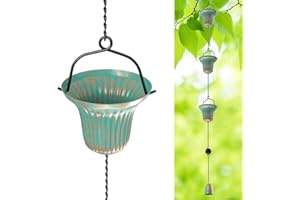 KHayRovies Rainwater Chain, Gutter Chain, Rain Drain Chain, Hanging Rain Chain, Gutter Decoration for Drainage of Water for Outdoor Rain Catcher (Bronze)