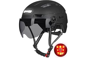 ILM Casco Bici Uomo Donna-Caschi Bici Adulti con LED USB Ricaricabile Luce Anteriore e Posteriore con Rimovibile Visiera-Casco Ciclismo Unisex per Pendolari Scooter Urbano