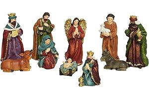 ‎SPETEBO Spetebo Weihnachts Krippenfiguren handebemalt - 10 Stück / 11 cm - Krippen Stall Tisch Dekoration - Zubehör für Krippen