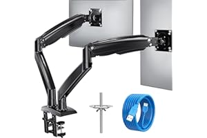 HUANUO Supporto Monitor Doppio da 22" a 40", Braccio Regolabile in Altezza per Schermo Ultra Grande, Montaggio VESA Ergonomico 75/100mm, Inclinazione, Rotazione e Girevole, Supporta Fino a 12kg