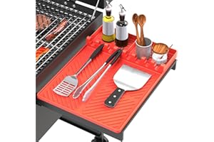 Irayin Tapis à Outils pour Barbecue Compatible avec Blackstone, Tapis de Spatule en Silicone, Tapis de Cuisson en Silicone pour Barbecue pour Barbecue, Cuisine(Rouge)