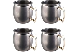 Buddy´s Bar - 4 vasos pequeños de cóctel Moscow Mule, de 50 ml, de acero inoxidable, vasos de cóctel, aptos para alimentos, pequeñas tazas de cóctel, juego de 4 vasos