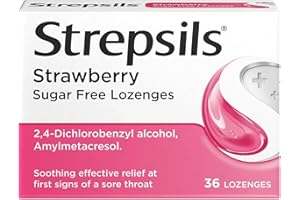 Strepsils Strawberry Lozenges, 36 Count - Fast-Acting Sore Throat Relief, Germ-Fighting, Pain-Relieving, Works in 5 Minutes