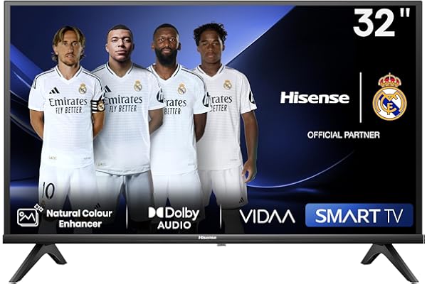 Hisense 32A4N - Smart TV HD 32 Pulgadas, TV con Modo Juego, Deportes IA, Dolby DTS HD, VIDAA U6, función Compartir en el televisor, DVB-T2, Auto ordenación de los Canales TDT (Nuevo 2024)