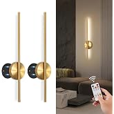 TaoFiaCo 60cm LED Rechargeable Interior Wall Sconce, Gold, 2 Pieces | Remote Control Wall Lamp, 3 Color Temperatures, Wireles