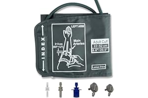 THRIVINGAURA Blood Pressure Cuff,Extra Large Blood Pressure Cuff Includes 5 Universal Interface, Adjustable 22-52CM XL Blood Pressure Cuff for Big Arms Compatible with BP Monitors(Dark Gray)