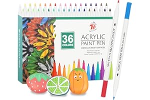 TBC The Best Crafts Pennarelli Acrilici Per Dipingere Sassi, 36 Colori Pennarello Acrilico, Pennarelli Per Legno, Ceramica, Vetro