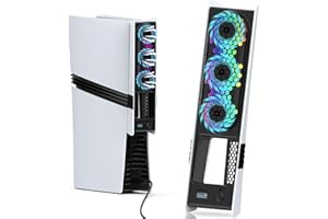 HUIJUTCHEN Ventilador de refrigeración RGB para PS5 Slim & PS5 Pro - 3 modos (bajo/alto/velocidad automática), triple ventilador turbo con LED de color, puerto USB 3.0 compatible con PlayStation 5