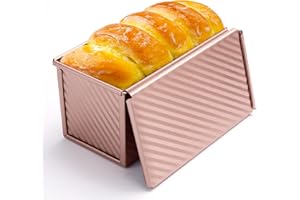 AN HUI MING moule à pain pullman moule brioche moules à pain 450g Moule Pain de Mie avec Couvercle Poêle Antiadhésive (19.3 x 10.1 x 11 cm)