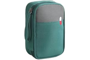 Myqiqi Waterproof First Aid Bag Medium - Empty Medical Kit for Travel, Camping, and Home Use with Built-in Compartments for Organized Medicine Storage (Green)