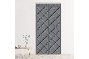 Liveinu Cortina Térmica Magnética Con Aislante Térmico Para Puerta Insonorizante Impermeable Aislamiento Cortina Mosquitera Magnética Para Puertas con Térmica y Aislante 70x200cm Gris