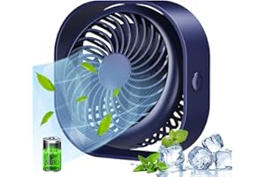 Urmaxs Ventilatore da Tavolo Portatile USB Ricaricabile da 7000mAh,Ventilatori Potente con Autorotazione a 150°，Ventilatore Tavolo Silenziosocon 4 Velocità,Piccolo Fan (Mini/Blu)
