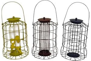 Selections Squirrel Proof Hanging Wild Bird Feeders - Nut, Seed & Fat Ball Bird Feeder Cage - Pack of 3