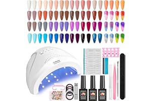 36 Colori Kit Semipermanente Unghie, MYSWEETY 48W Fornetto Unghie Smalto Unghie Mul-colori Semipermanente Unghie Kit Unghie Gel Completo con Base e Top Coat Semipermanente, Set Di Accessori per Unghie