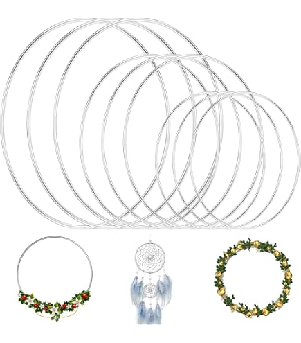 Lot 15 Anneaux Métal 10 Cm Kotkiddy - Blanc/Noir/Or/Argent - Pour DIY, Attrape-Rêves, Déco