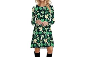 luoluoluo Clearance Womens St Patricks Day Fancy Dress Leprechaun Costumes Ireland Irish Lucky Shamrock Dress Long Sleeve Plaid Hooded Dress Saint Patricks Day Green Irish Outfits Gown Cocktail Skirt