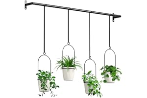 Mutool 4 Pack Hanging Planter Pots for Indoor Herb Garden, Indoor Hanging Planter Plant Hanger with Melamine Planters, Hanging Rope & Modern Wall and Ceiling Hanging Plant Holder