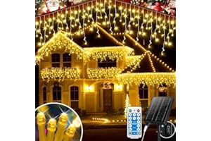 RJEDL 2500mAh Solar Cortina Luces Navidad Exterior, 25+5M 800LED Impermeable LED Luces de Hadas de Cortina, Con 8 Modos & Temporizador y Memoria Solar Cortina Luces para Balcón Ventana Casa Barandilla