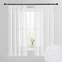 PONY DANCE Vorhang Weiß Leinen Halbtransparent - 2 Stücke H 160 x B 140 cm Dicke Leinenoptik Gardinen mit Kräuselband…