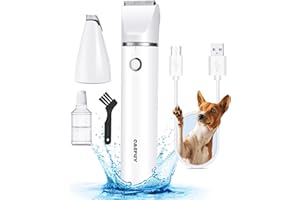 Casfuy Tagliazampe per Cani Senza Fili - Tosatrici per Cani a Basso Rumore con Doppie Lame Tagliacapelli Ricaricabile USB per Cani Gatti Intorno a Zampe, Occhi, Orecchie, Viso, Groppa