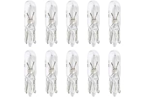 Vidsmow 10 PCS 12V T5 W1.2W LED Incandescent, Lumière Blanche pour Tableau de Bord Voiture, Indicateur Compteur Intérieur Auto, Éclairage Incandescent Remplacement pour Voiture Moto Camion