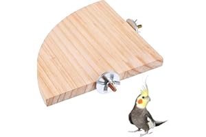 TRINKRITTEY Bird Perch Platform Stand Wooden Parrot Perch Corner 5.9 Inches Fan Shape Playground Cage Accessories Parrot Stand Flat Perches for Bird Cages Corner Shelf for Birds Parrots Hamster Gerbil