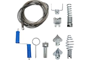 GENERICO Sonda Sturatubi 5m, Diametro 12 mm, 6 in 1, a Spirale, 6 Pezzi per la Pulizia dei Tubi, per Scarico Manuale, a Spirale, per Scarico, Intasato e Scarico, per WC