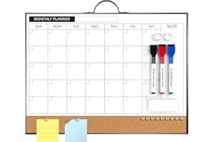 ARCOBIS Kalender-Whiteboard, Trocken Abwischbare Korktafel-Kombination für Die Wand, 40 x 30 cm Magnetische, Trocken Abwischbare Monatstafel, Doppelseitiges Bulletin und Whiteboard, Schwarz