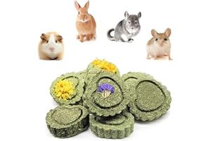 Bunny Chew Toys for Teeth, PeSandy Natural Pet Chew Toy Hand Made Timothy Hay Cakes for Chinchilla Guinea Pig Hamsters Holland Lop Prairie Dogs Squirrels Gerbils Rabbit Chewing & Molar Teeth, 9.5oz
