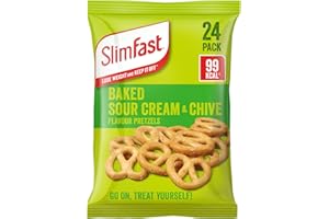SlimFast Sour Cream Pretzel Snack Bag, Crunchy, Tasty Low Calorie Snack, 24 x 23 g Multipack