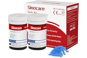sinocare Blood Glucose Test Strips x 50 & Lancing Devices x 50, Diabetic Strips Only for sinocare Safe AQ Smart Blood Glucose Monitor or Safe AQ Voice Blood Glucose Monitor