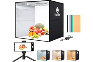 Lightdow Boîte à lumière pour studio photo 30 x 30 cm avec 120 LED et 6 toiles de fond double pour produit professionnel Photographie Boîte à lumière portable, à intensité variable, polyvalente pour